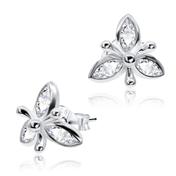 CZ Leaves Shaped Silver Stud Earring STS-3278